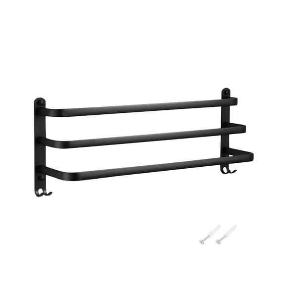 MORESEC Save Space and Add a Modern Touch to Your Bathroom with This Black Space Aluminum Towel Rack, a Double Pole Towel Rod and Bar Set for Hanging Towels Efficiently
