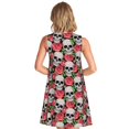 thumbnail image 2 of Bixox Skull and Roses Print Women's Sleeveless A-Line Dress with Pockets, Casual Knee-Length Tank Dress for Summer-Small, 2 of 7