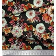 thumbnail image 2 of Soimoi Orange Velvet Fabric Leaves,Insect & Anemone Flower Printed Fabric 1 Yard 58 Inch Wide, 2 of 3