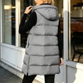 thumbnail image 4 of Staron Women's Winter Vest Hooded Zip Up Lightweight Casual Sleeveless Solid Loose Quilted Puffer Vest Dark Gray S, 4 of 6