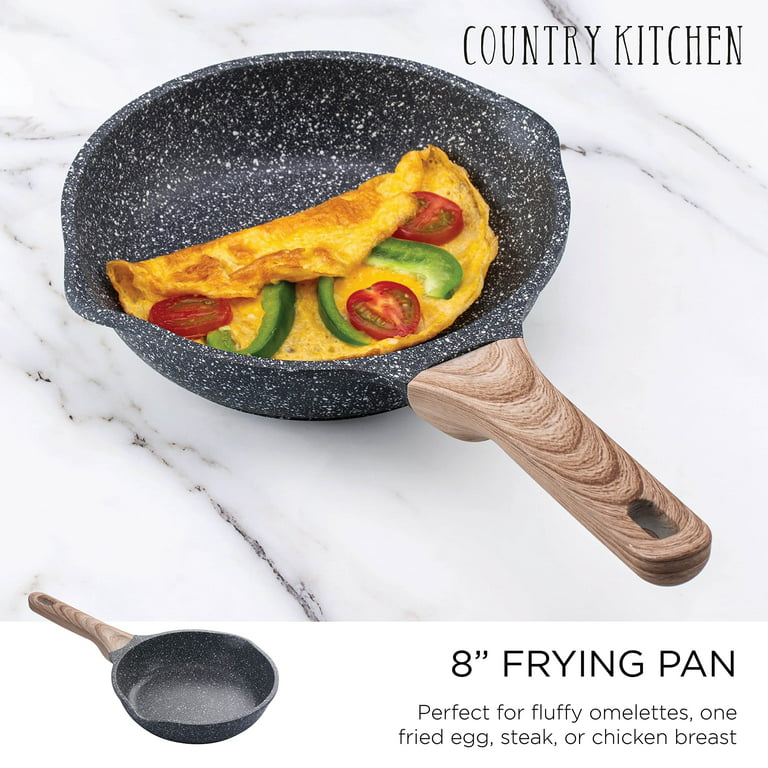Country Kitchen Nonstick Frying Pans, 2 Piece Nonstick Cast Aluminum Pan,  Gray 