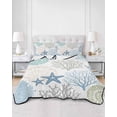 thumbnail image 2 of Quilts Twin-XL Size Bedding Set, Coastal Lightweight Quilted Comforter, Summer Beach Nautical Coral Starfish Soft Reversible Bedspread Coverlet with Pillow Covers for All Season, 68" x 98", 2 of 7