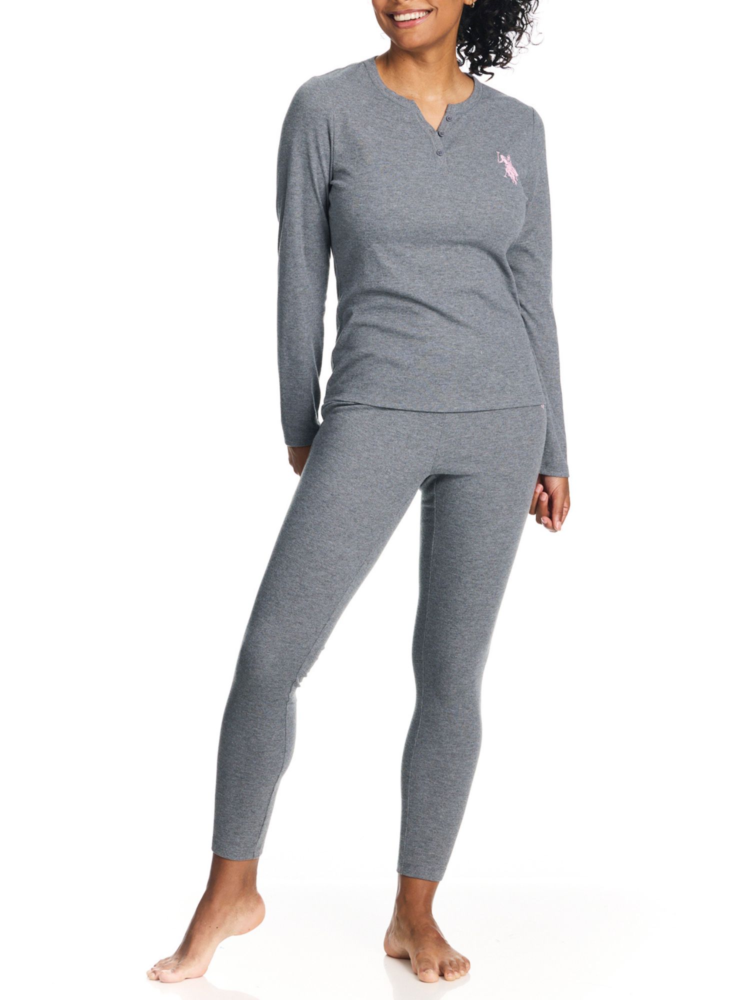 U.S. Polo Assn. Women's Ribbed Henley Thermal Set photo 4