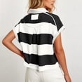 thumbnail image 5 of Ayfxijin Women's Wide Stripe Collar Half Zip Short Sleeve Loose Casual Polo T-Shirt, 5 of 6