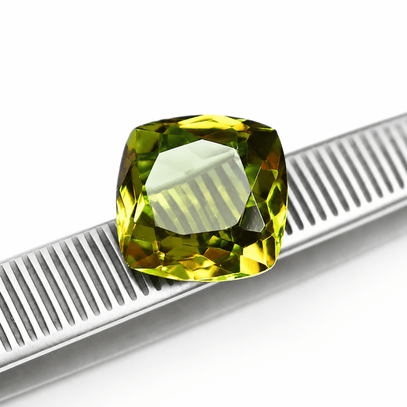 Cushion Cut Color Changing Alexandrite Loose Gemstone – Green Yellow Orange Faceted Stone for Jewelry Making and Collecting