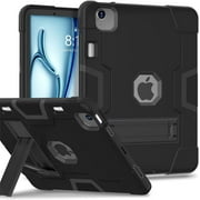 SOATUTO Case for iPad Air 13 Inch M3 M2 (2025/2024) Release, [Built-in Pencil Holder] Heavy Duty Shockproof Rugged High Impact Protective Case (Black/Black)