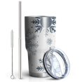 thumbnail image 2 of 30oz Blue Christmas Snowflake Pattern Tumblers Stainless Steel Tumbler with Lid and Straw,Vacuum Insulated Double Wall Travel Tumbler Cups Mug with Cleaning Brush for Coffee,Tea, 2 of 7