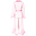 thumbnail image 3 of QUINDOS Lace Pajamas for Women Mesh Perspective Nightgowns for Women Long Sleeve Midi Sleep Dress Casual Solid Belt Sleepwear Night Dress, 3 of 4
