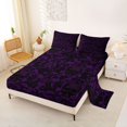 thumbnail image 2 of Homewish Boho Skull Damask Bed Sheets,Gothic Halloween Full Size Sheets,Purple Black,4-Piece,1 Flat Sheet, 1 Fitted Sheet and 2 Pillowcases, 2 of 6