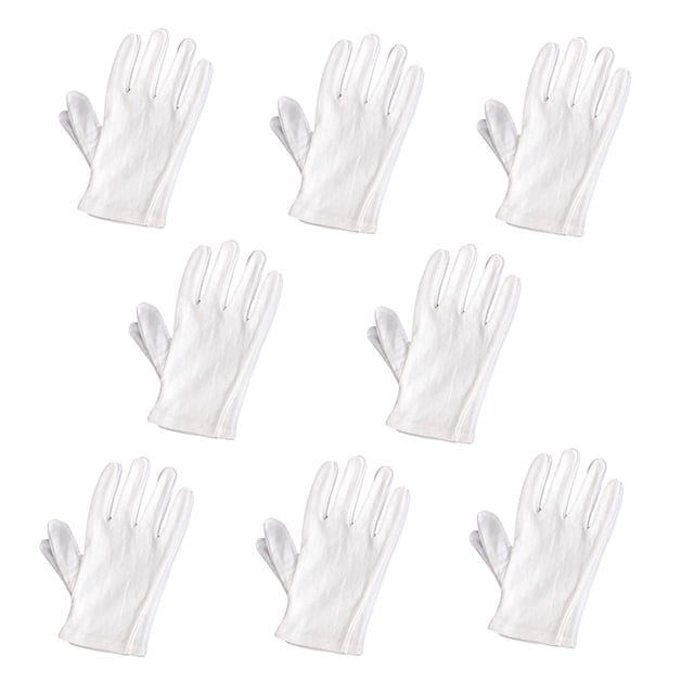 Guante protector de nailon ligero para manipulación de película y trabajo (8 pares/juego, blanco)