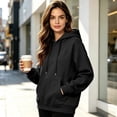thumbnail image 4 of Hoodies for Women Casual Drawstring Hooded Sweatshirts Pullover Fall Winter Clothing with Hood and Pocket 3XL, 4 of 7
