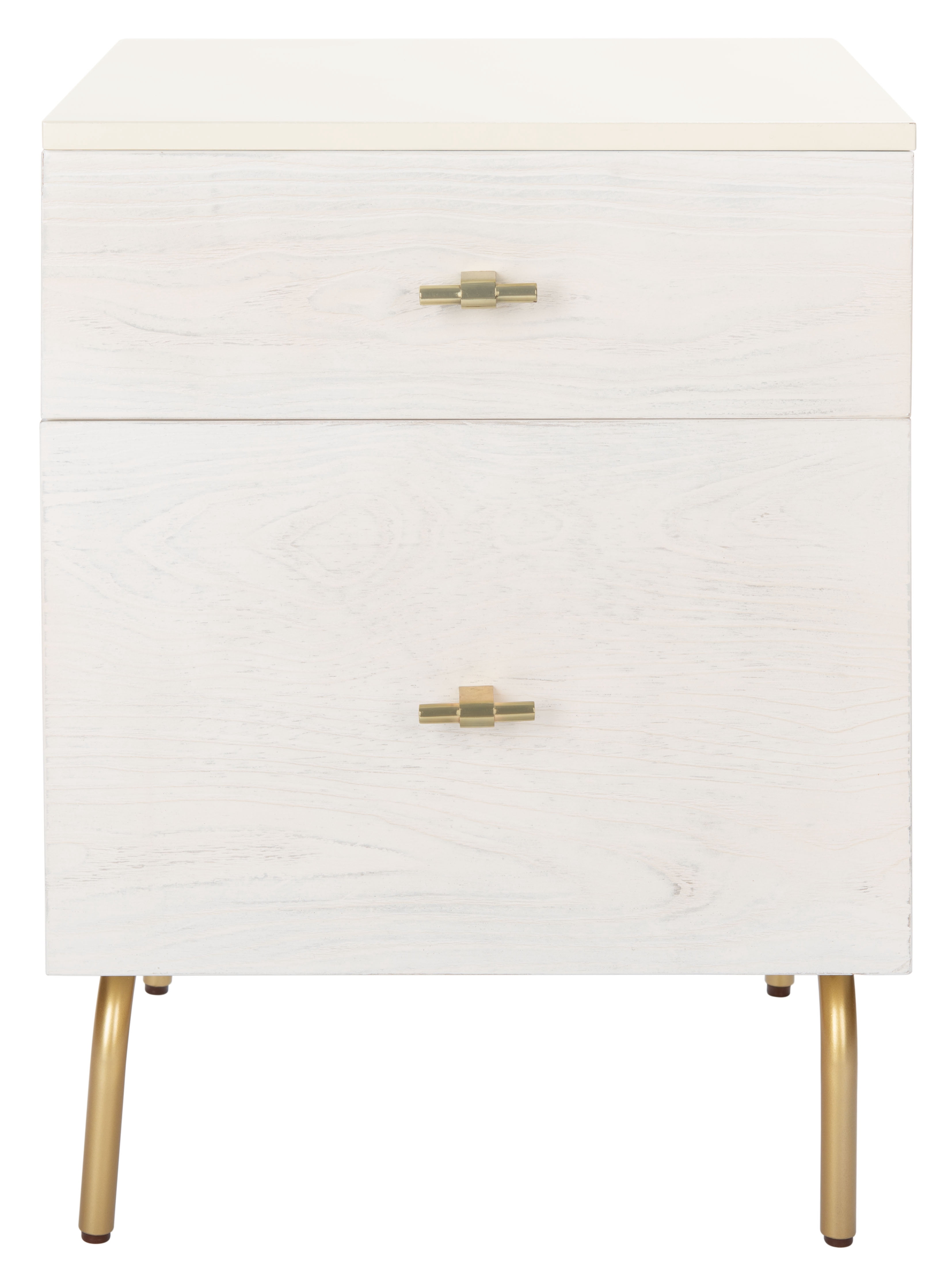 SAFAVIEH Genevieve Mid-Century 2 Drawer Nightstand, Cream/White Washed