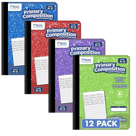 Mead Primary Composition Book, Grades K–2, Ruled, 7.5" x 9.75", 100 Sheets, 12 Pack