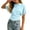 H170 Light Blue, variant on SJLDQY Girls Striped T-Shirts Short Sleeve Crewneck Cinched Waist T Shirts for Girls Casual Soft Tees Summer Tops