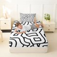 thumbnail image 4 of Homewish Abstract Wavy Stripes Twin Sheets,Contemporary Artwork Bedding,White Black,3pcs,1 Fitted Sheet and 1 Pillowcase, 4 of 6