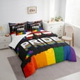 thumbnail image 3 of Feelyou American Flag Twin Bedding Sets 7-Piece for Kid, Rainbow Stripes Geometric Bedding Comforter Set, Colorful Stars Print Sheet Sets, Ultra Soft Home Decor, 3 of 7