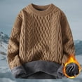 thumbnail image 2 of Oversized Cable Knit Sweaters Long Sleeve Knitted Casual Pullover Solid Vintage Unisex Crewneck Loose Top Warm Clothes (Khaki,XX-Large), 2 of 4