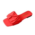 thumbnail image 3 of Women's Pleated Square Toe Slide Sandals, Trendy Wedding & Summer Flat Sandals, 3 of 4
