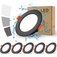 thumbnail image 1 of Foco empotrable LED negro extraplano, BAGZY 7W regulable 220-240V paquete de 5, 700LM = bombilla de 70W, IP44, blanco frío 6000K, corte 80-90mm, empotrado en techo redondo para baño, cocina, salón,, 1 of 5
