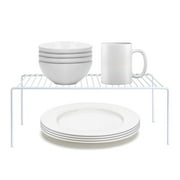 SANNO 2 Pack Large Freezer Cabinet Storage Shelf Rack, Rustproof Stainless Steel Kitchen Organizer Space Saver for Fridge Pantry Shelves Countertops - White, 15.7 * 9.4 Inches