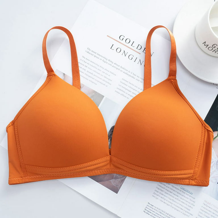 Odeerbi Wireless Lounge Bras for Women 2024 Traceless Comfortable  Breathable Gathering Underwear Orange 