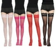 thumbnail image 3 of Ruanlalo Stockings,Stockings Lace Top Elastic Sexy Women See-through Stockings for Dating, 3 of 6