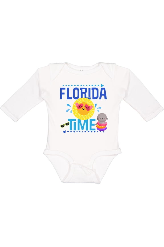 Florida Time Summer Vacation Boys or Girls Long Sleeve Baby Bodysuit