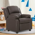 thumbnail image 2 of Costway Fauteuil Inclinable de Luxe Rembourré pour Enfants avec Appuie-Tête, avec Rangement, Brun, 2 of 10