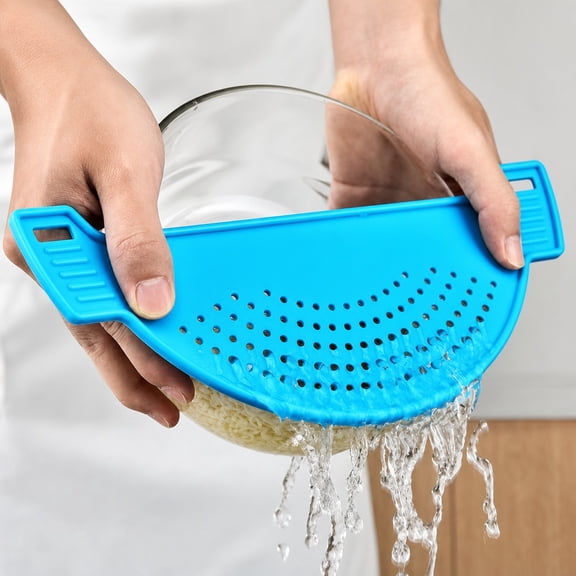 Pot Strainer Splash Guard, 3 Pack Red Yellow Blue PP Edge Colander 1 Each, Pasta, Vegetables, Noodle Drain, Kitchen Tool