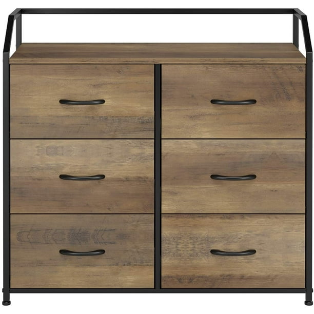 Homfa Dresser with 6 Fabric Drawers, Wide Chest for Bedroom