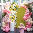 thumbnail image 3 of Summer Yellow Lemons Arch Backdrop Cover 4 FT Fruits Pink Flower Green Leaf Stretchy Elastic Arch Stand Covers Spandex Arched Background Birthday Wedding Party Decoration (No Stand), 3 of 9