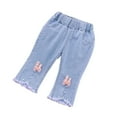 thumbnail image 2 of KYAIGUO Toddler Baby Girls Jeans Pants Summer Elastic Waist Denim Pants for 1-5 Years Old, 2 of 11