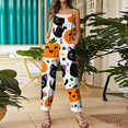 thumbnail image 4 of Halloween Jumpsuits for Women Summer Plus Size Boho Holiday Womens Romper Sleeveless Pumpkin Ghost Jumpsuits Rompers Loose Fit Spaghetti Strap Womens Overalls White L, 4 of 7