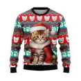 thumbnail image 5 of Suéter navideño feo con forma de gato 2024, suéter para hombre, sudadera con cuello redondo para vacaciones de otoño y Navidad, sudaderas con gráficos de gatos kawaii, 5 of 5