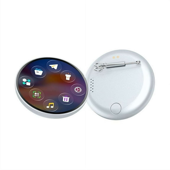 Customizable Digital Pin Badge with 1.7" Touchscreen, Upload Your Own Photos & GIFs via App, Kawaii Electronic Accessory Gift for Anime Fans & Friends
