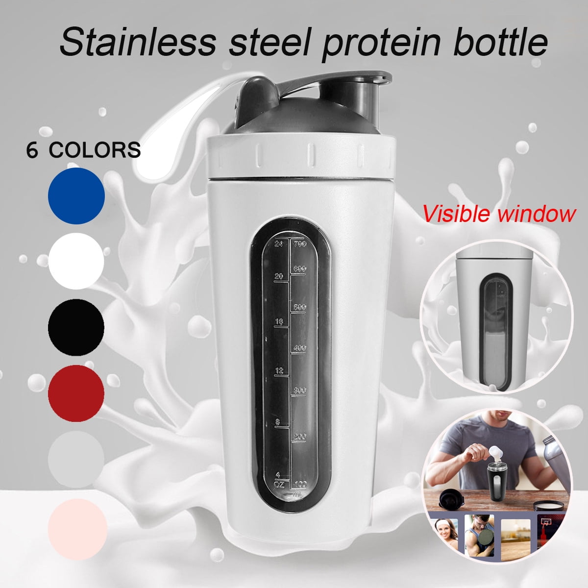 700ml Stainless Steel Protein Shaker / Mixer Bottle / Blender Cup