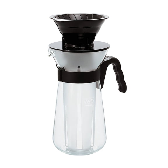 Hario V60 "Fretta" Glass Hot and Iced Coffee Maker, 700ml Black