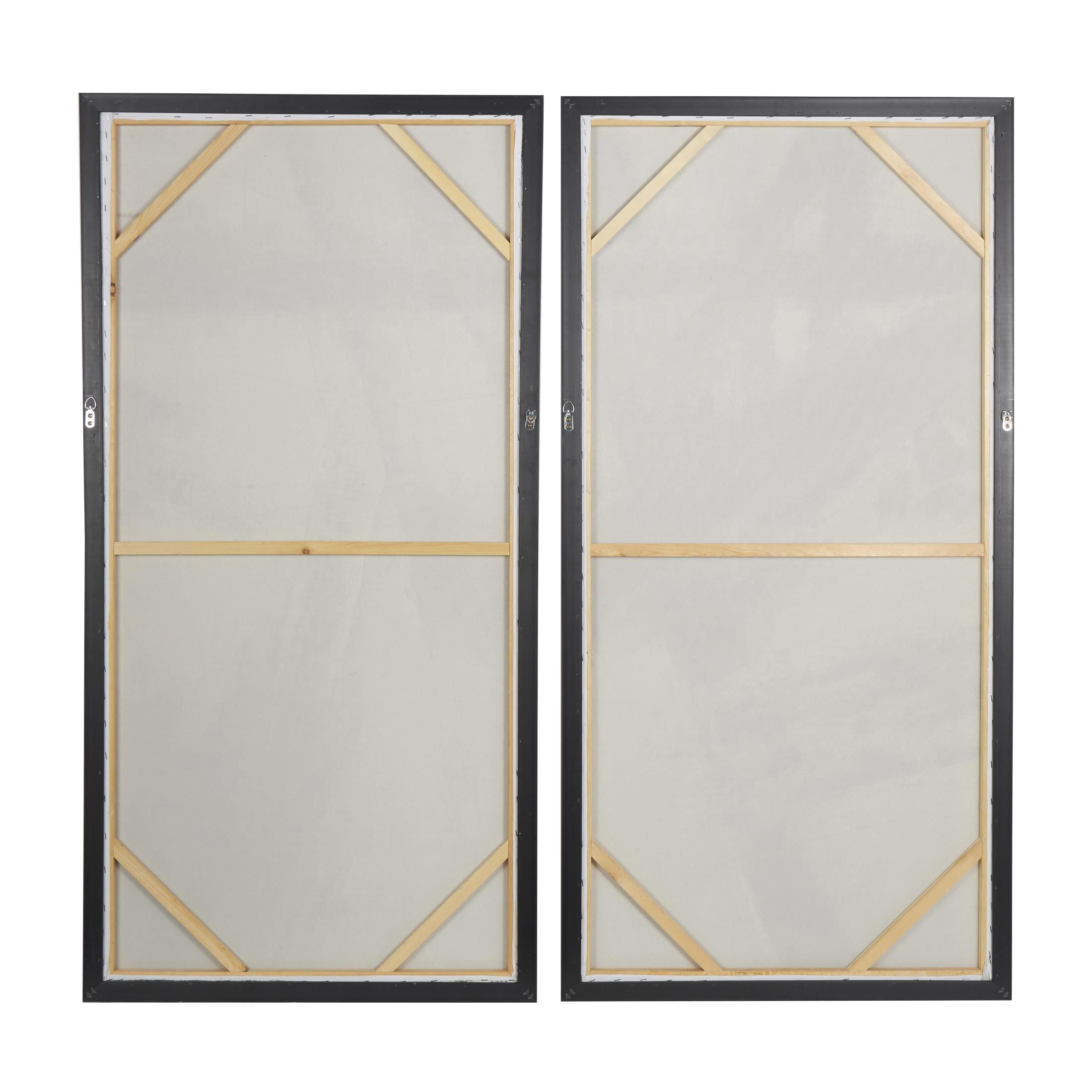 28" x 55" Lines Abstract Framed Wall Art with Gold Foil Accents, by DecMode (2 Count)