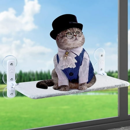 IBEEDOW Cat Window Perch, Cat Hammock for Window with 6 Strong Suction Cups, Foldable Cat Window Bed, Solid Cat Shelf Window and Soft Cover, Window Seat for Indoor Cats