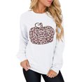 thumbnail image 1 of Sudadera de calabaza con estampado de leopardo de Halloween para mujer, cuello redondo, manga larga, jersey de Halloween para mujer, blanco XXL, 1 of 5