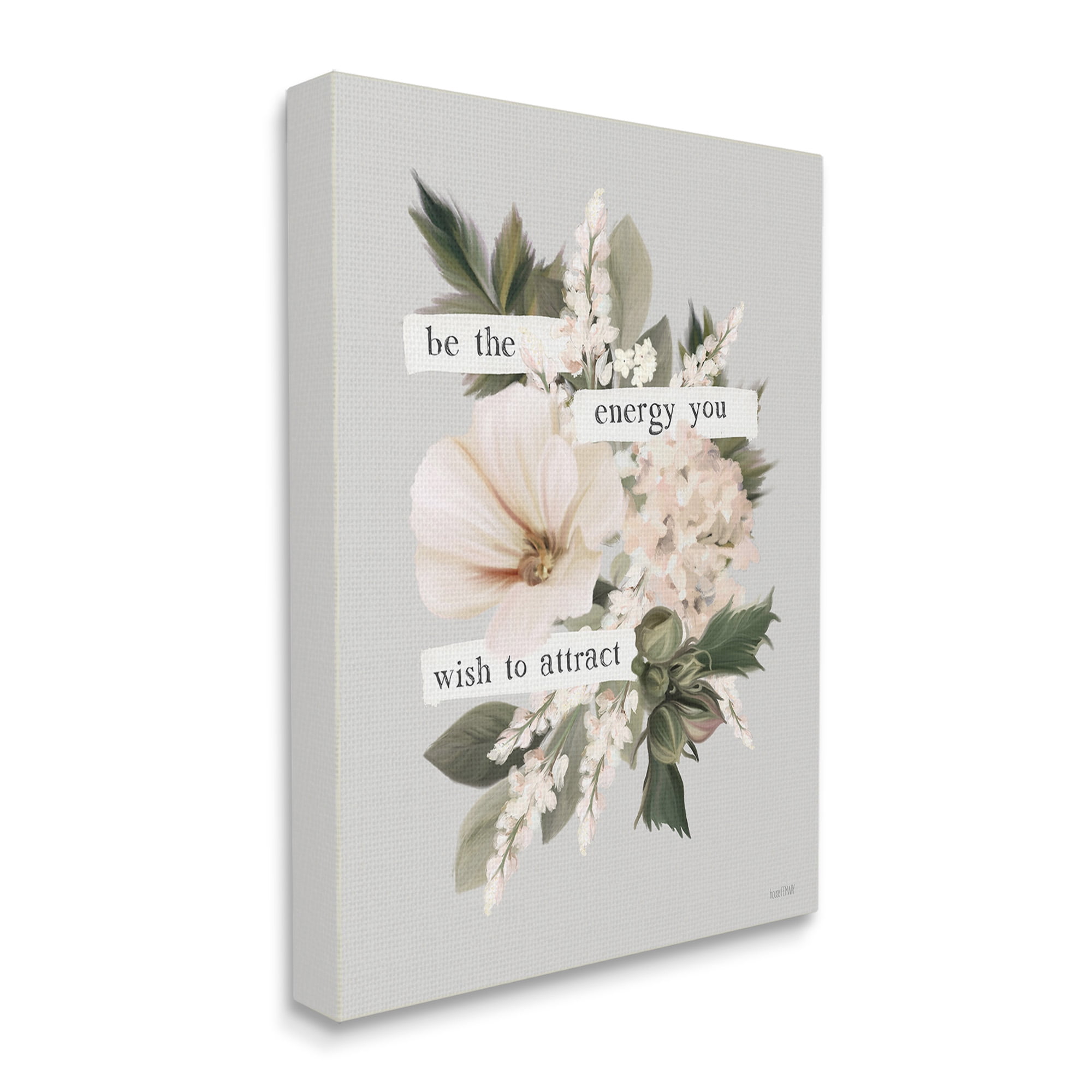 Stupell Industries Inspirational Be The Energy Botanical & Floral Painting Gallery Wrapped Canvas Art Print Wall Art, 30 x 40