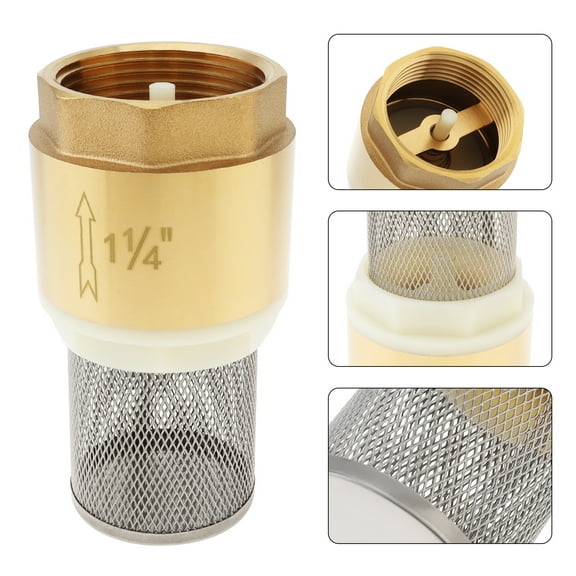 1-1/4inch DN65 Water Pump Bottom Valve Brass Check Valve for Agricultural Irrigation / Industrial Piping with Stainless Steel Strainer, Foot Valve One Way Check Valve