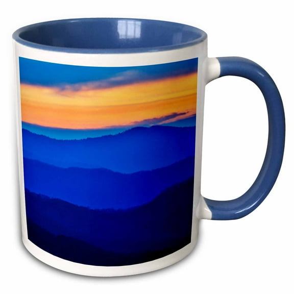 3drose, Usa, Tennessee. Great Smoky Mountains National Park. Mountain Layers., 11oz Two-tone Blue Mug