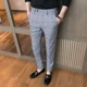 thumbnail image 5 of Pantalones de verano para hombre, rectos, 9 pantalones cortos, pantalones de traje para hombre, a cuadros, antiarrugas, sastrería, ropa informal fina y barata de diseñador, 5 of 5