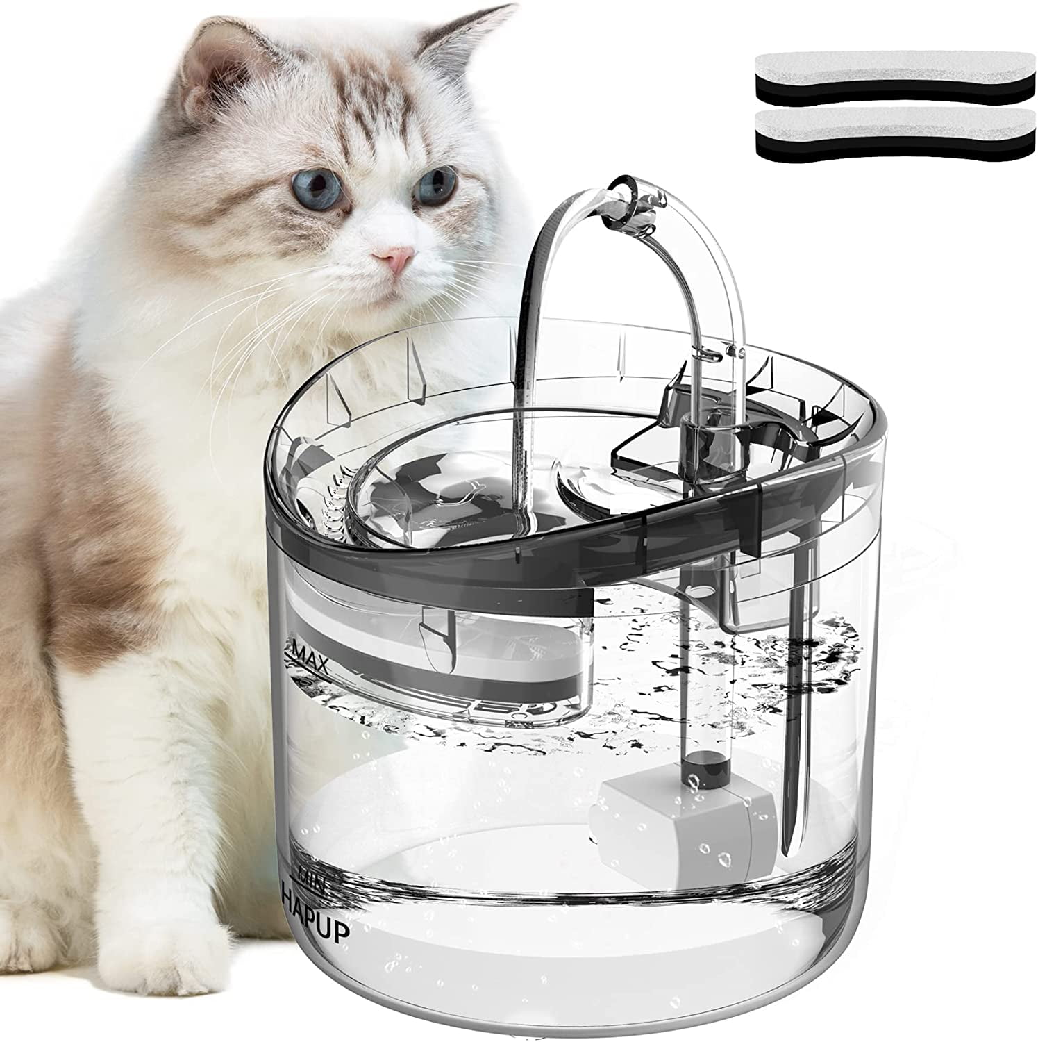 Cat Water Fountain Filter Replacement Upgrade Cat Fountain Filter Arc-Shaped Safe Washable Animal Water Fountain Filters with 4 Filtration System for HAPUP Dog Kitty Spout Cat Fountain 