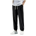 thumbnail image 2 of Handshe Men's Casual Pants with Drawstring Pockets & Elastic Waistband, Comfort-Fit Relaxed Outdoor Trousers, 2 of 7