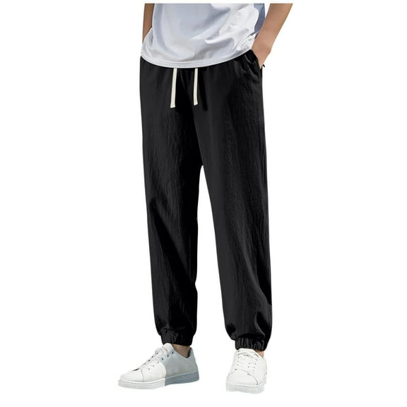 Dagegui Lightweight Sweatpants for Men Big and Tall Loose Fit Athletic Pants Elastic Bottom Waist Drawstring Pant Casual Outdoor Sweatpant with Pocket Black 4XL