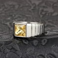thumbnail image 2 of PAMTIER Men's Stainless Steel Silver Plated Minimalism Jewelry Square Yellow Gemstone Wedding Ring European and American Style Size 7, 2 of 4