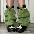 thumbnail image 2 of Women Knit Leg Warmers Contrast Color Cute Knee High Socks Aesthetic Boot Cuffs Cover Winter Knitted Socks Kawaii Ankle Warmers, 2 of 5