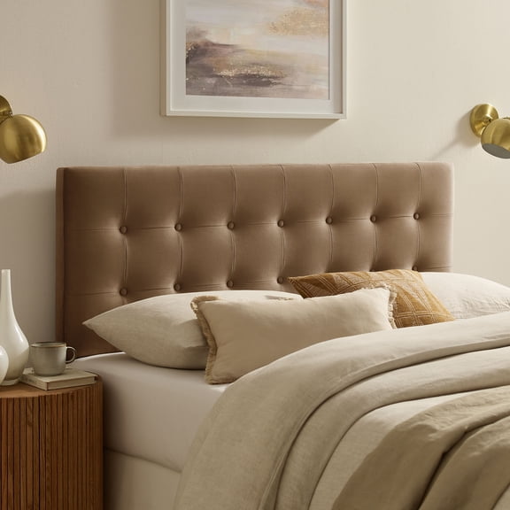 Emily Stain-Resistant Performance Velvet King Size Headboard in Taupe